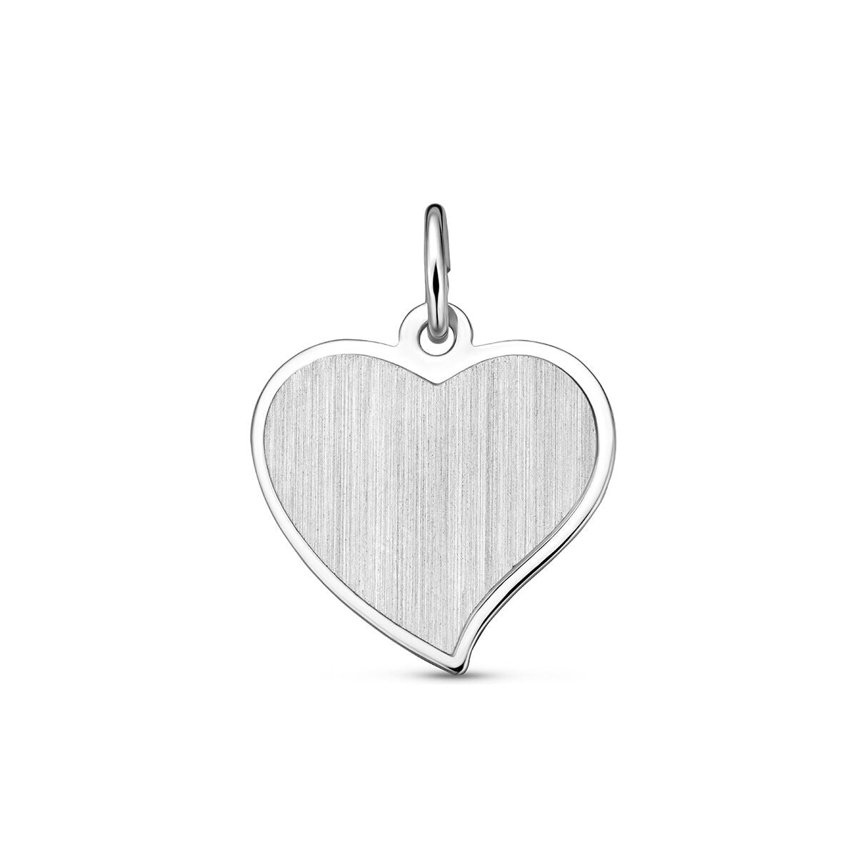 pendentif en forme de cœur en argent 925 rhodié avec finition brossée.