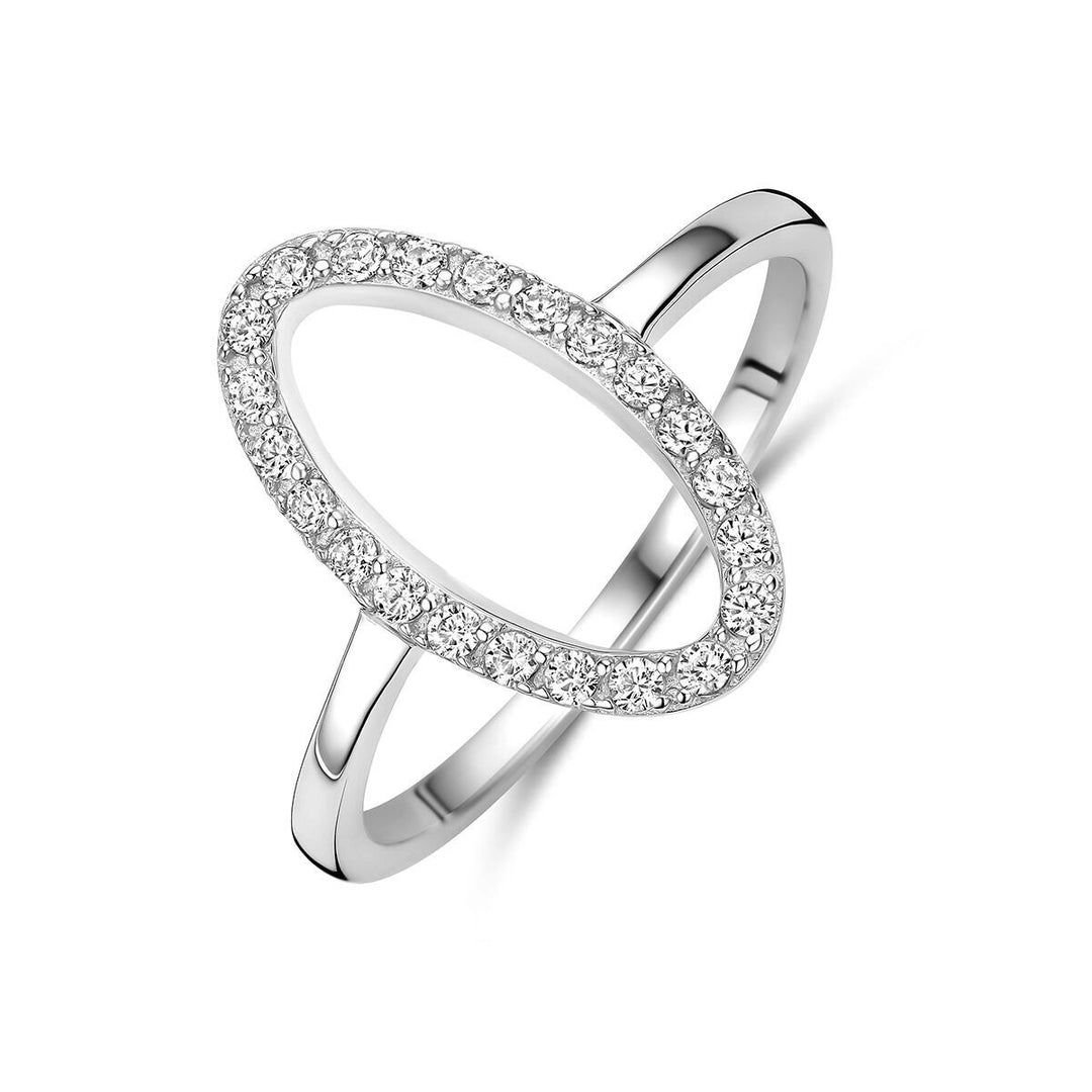 Gerhodineerde 925 zilveren ring met zirkonia