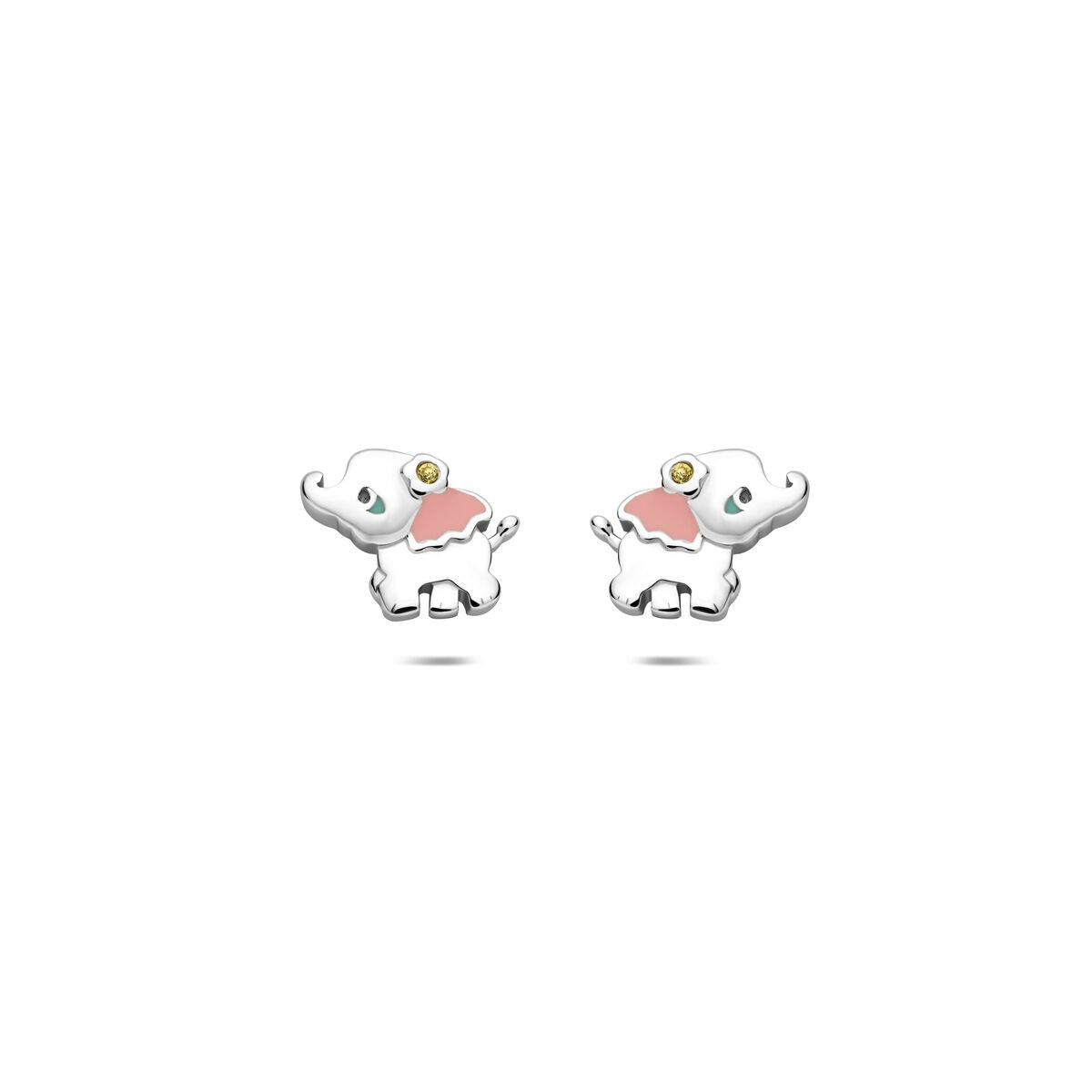 Boucles d'oreilles en argent en forme d'éléphant avec zirconia, finition rhodiée.