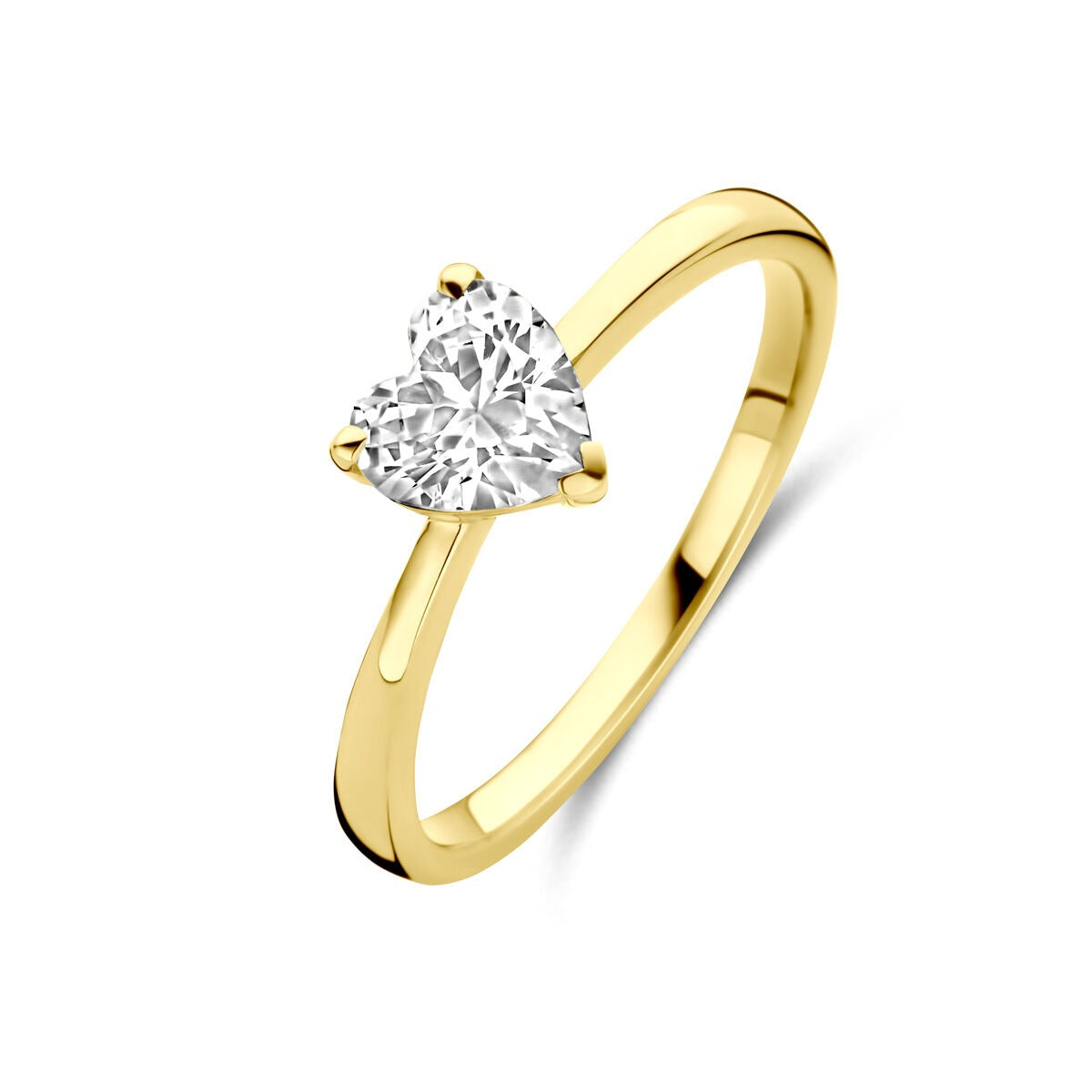 Bague en or 14 carats avec zirconia en forme de cœur de 6 mm.
