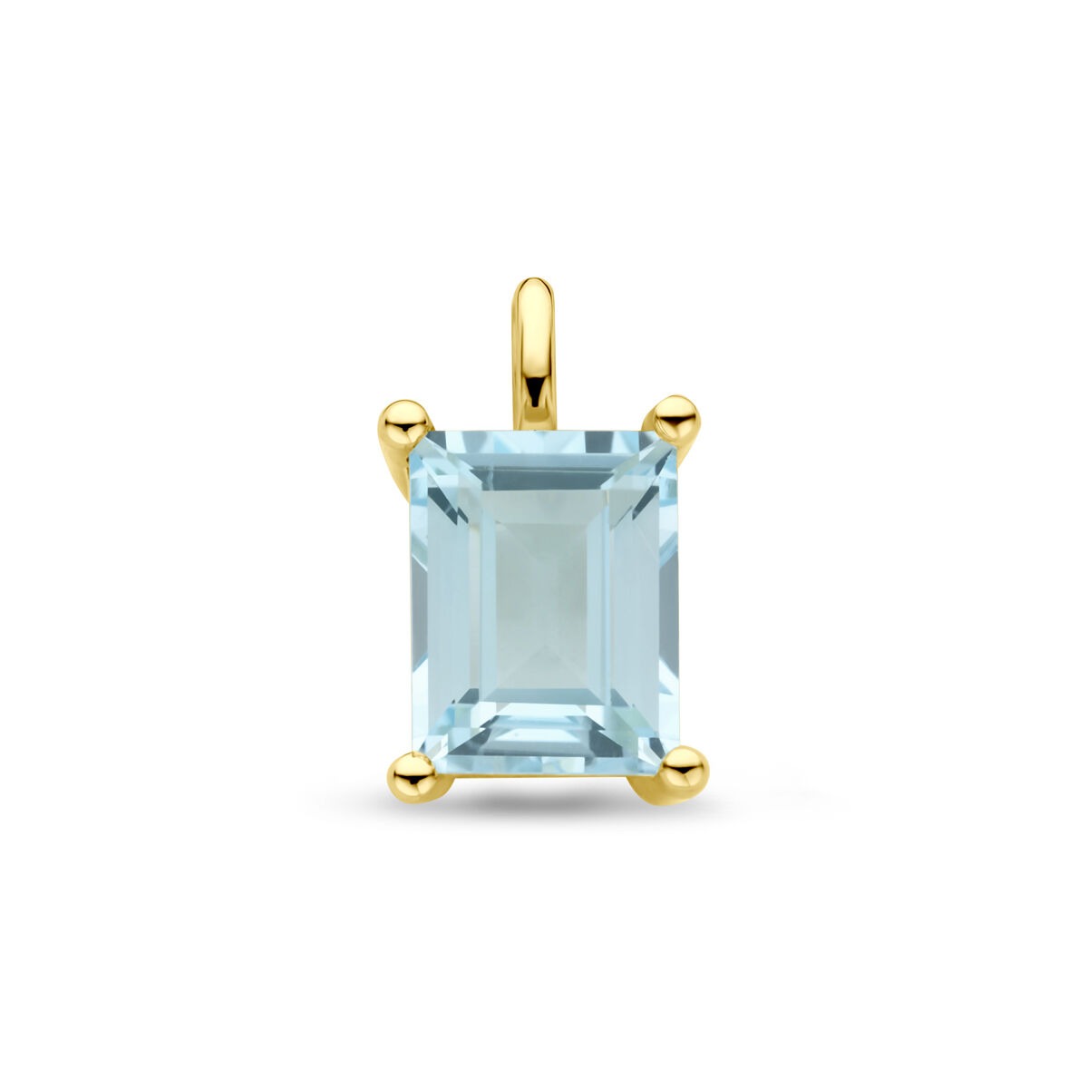 Pendentif en argent doré avec topaze bleu ciel, dimensions 14,5 x 8,5 mm.