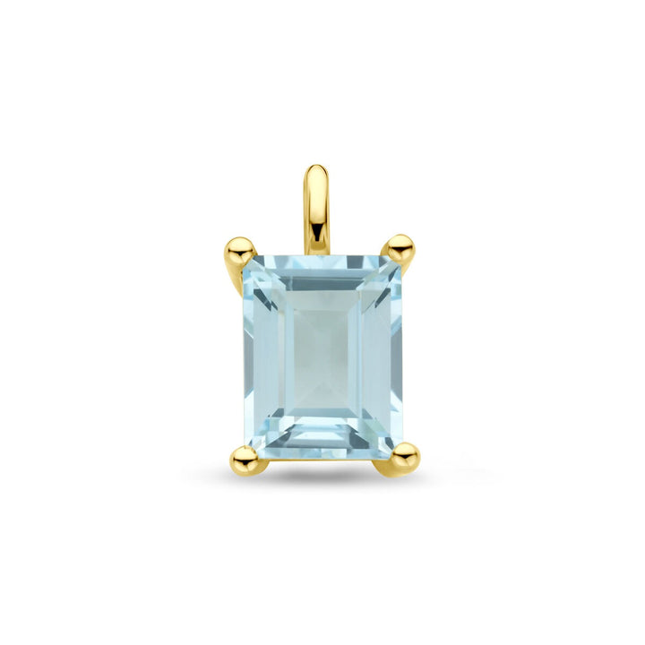Verguld zilveren hanger met sky blue topaas – 14,5 x 8,5 mm