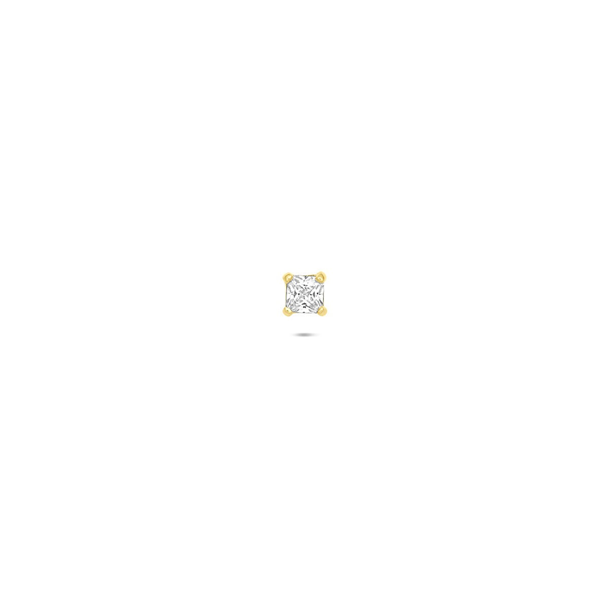 Piercing en or jaune 14k avec zirconium de 2,5 mm, forme carrée.