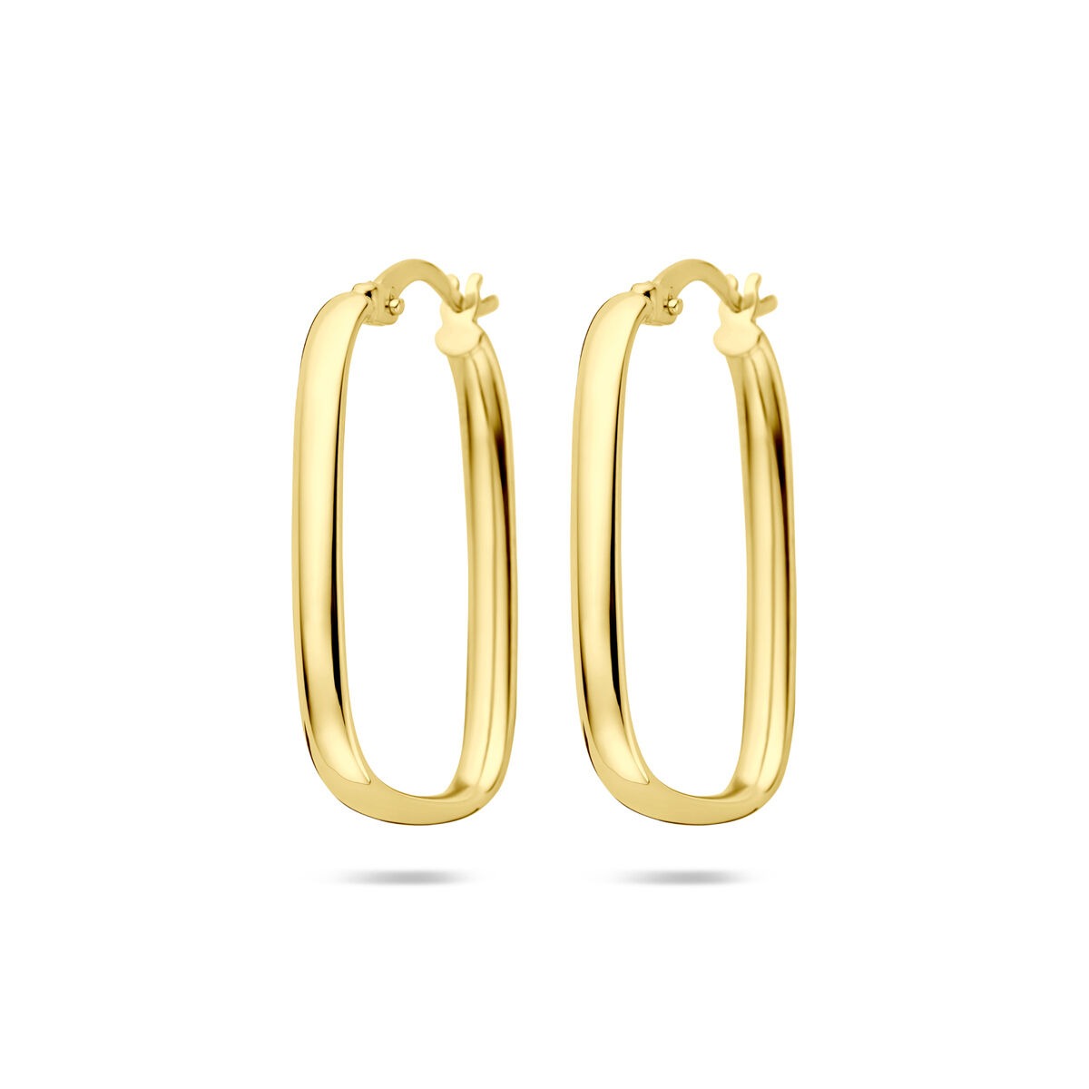 Boucles d'oreilles en or jaune 14 carats, de forme ovale et lisse.
