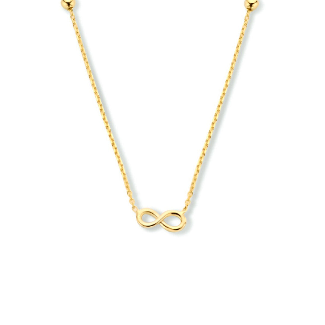 9k Geelgouden collier met infinity hanger en bolletjes