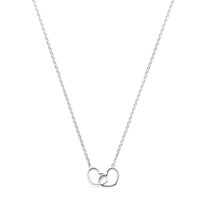 Zilveren ketting met dubbele hartjes – gerhodineerd anker collier