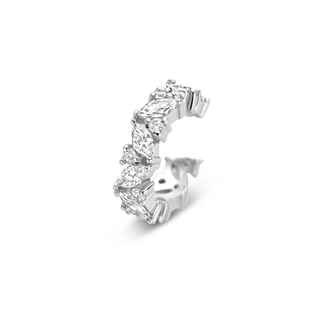 Ear cuff en argent rhodié en argent 925, orné de zirconiums brillants.