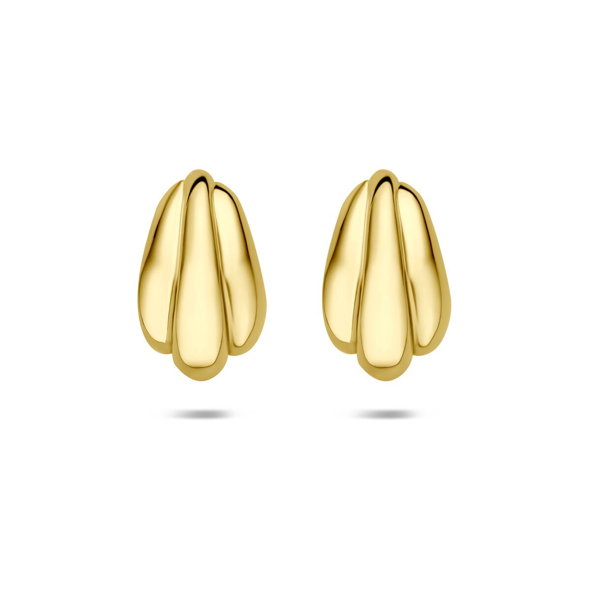 Boucles d'oreilles en argent 925 doré, forme de pétales, dimensions 16,5 x 10 mm.