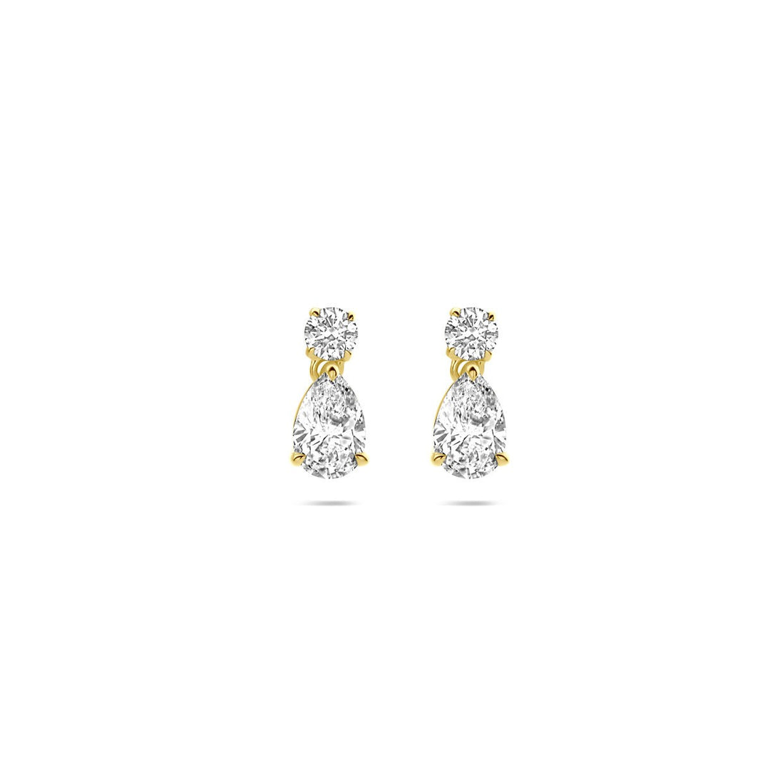 14k Geelgouden oorhangers met lab grown peer diamant – 1.25 ct