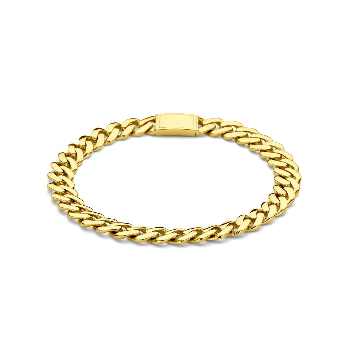 Bracelet gourmet en or jaune 18 carats, design unisexe, maillons tressés.