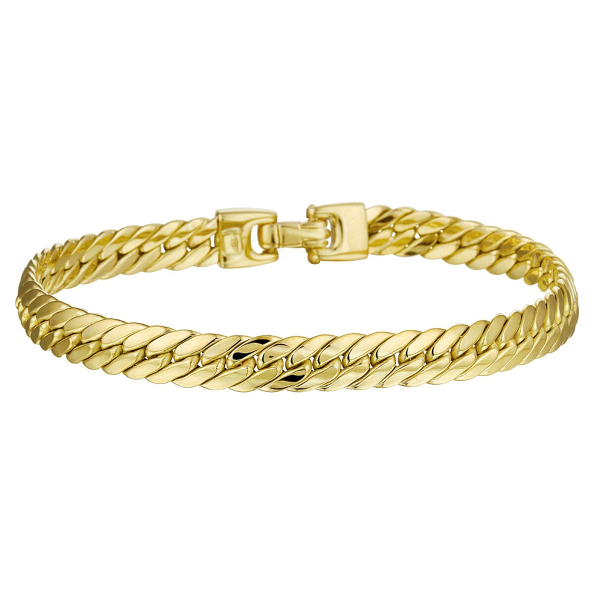 Bracelet gourmet en or jaune 14 carats de 6,5 mm avec fermoir.