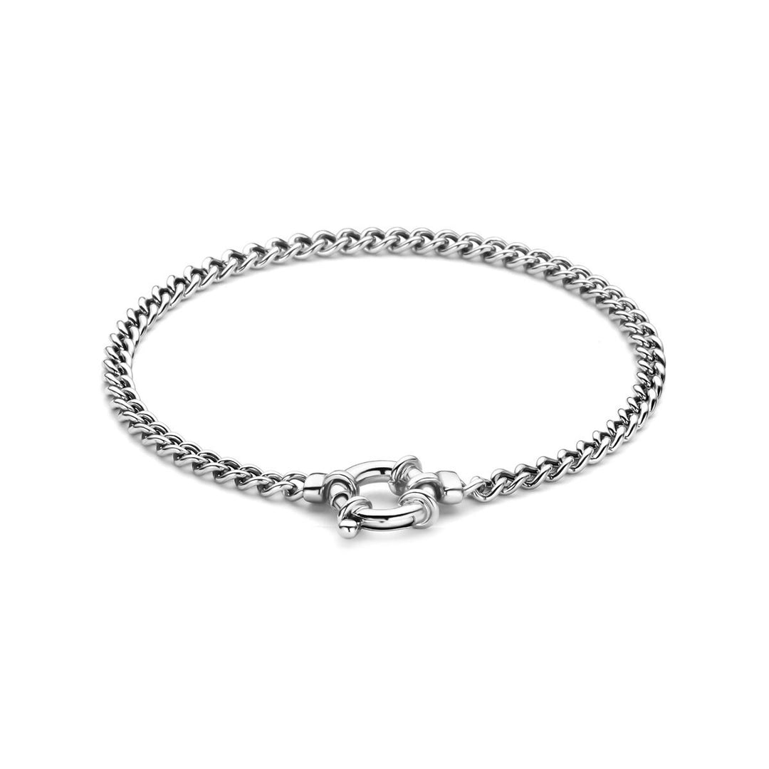 Gerhodineerde 925 zilveren ankerarmband met veerslot