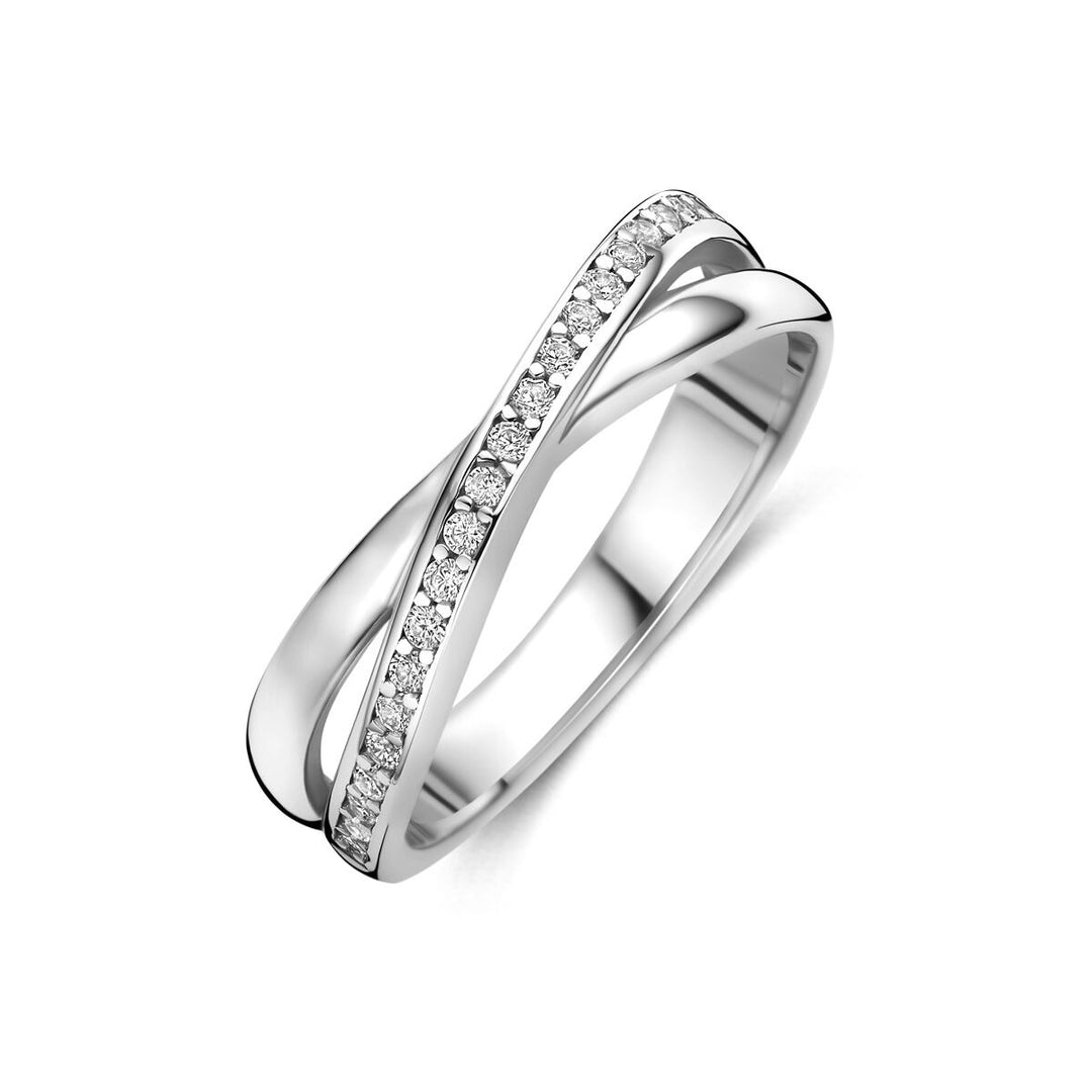 Gerhodineerde 925 zilveren ring met zirkonia