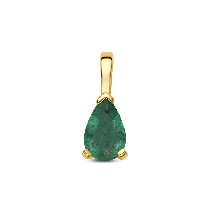 14k geelgouden hanger met smaragd