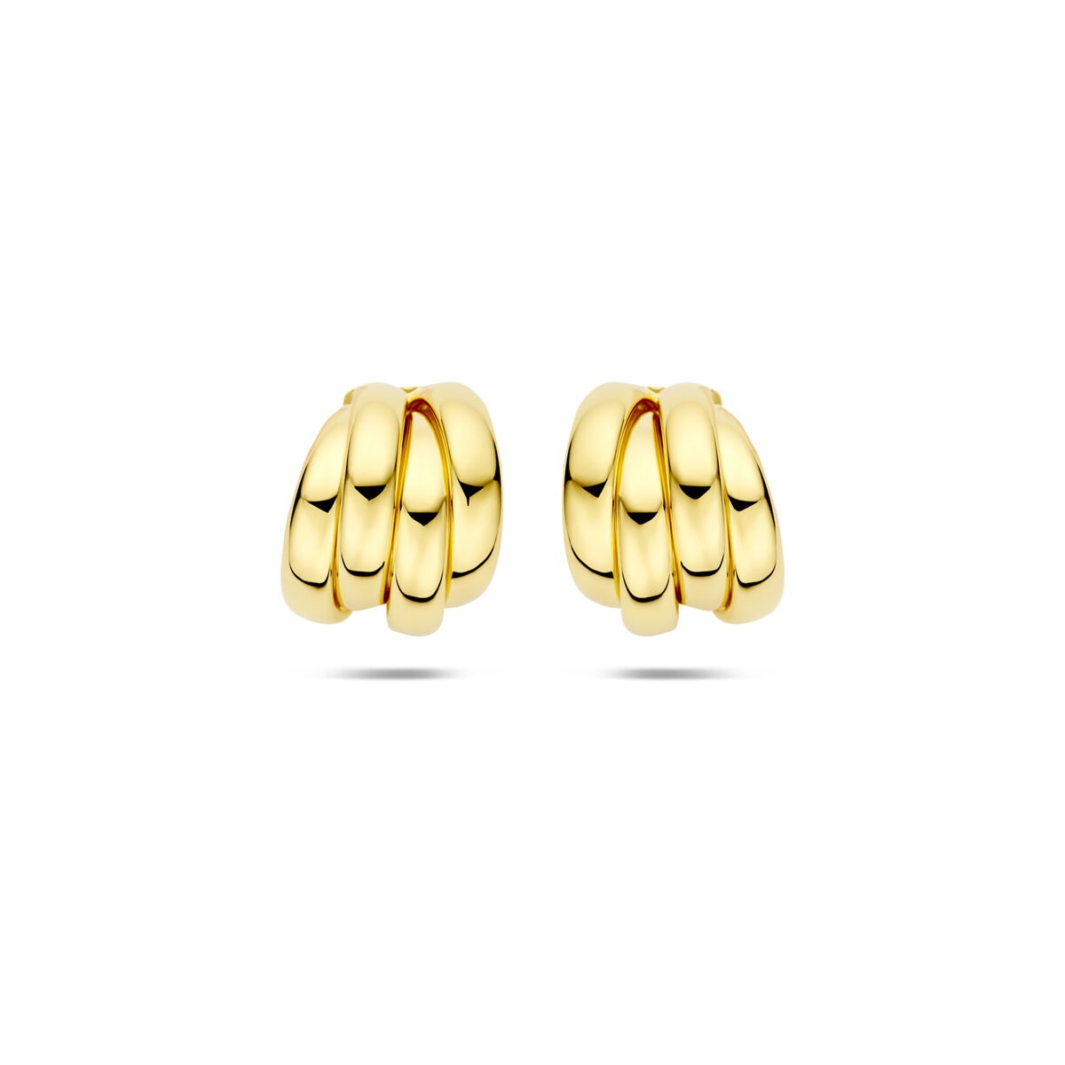 Boucles d'oreilles en argent 925 doré, forme ondulée, dimensions 15 x 12,5 mm.