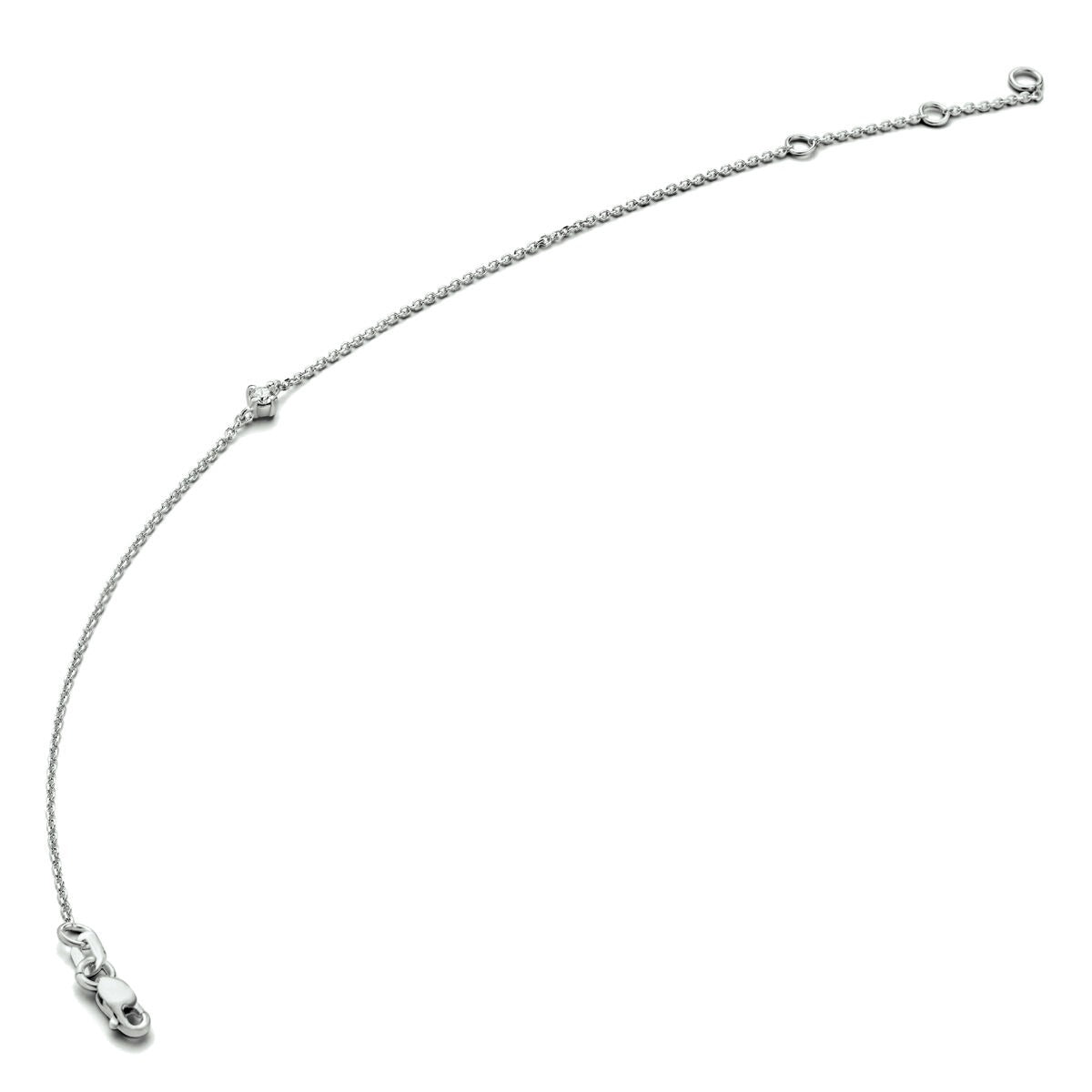 Bracelet en or blanc 14 carats avec un diamant de 0,03 ct.