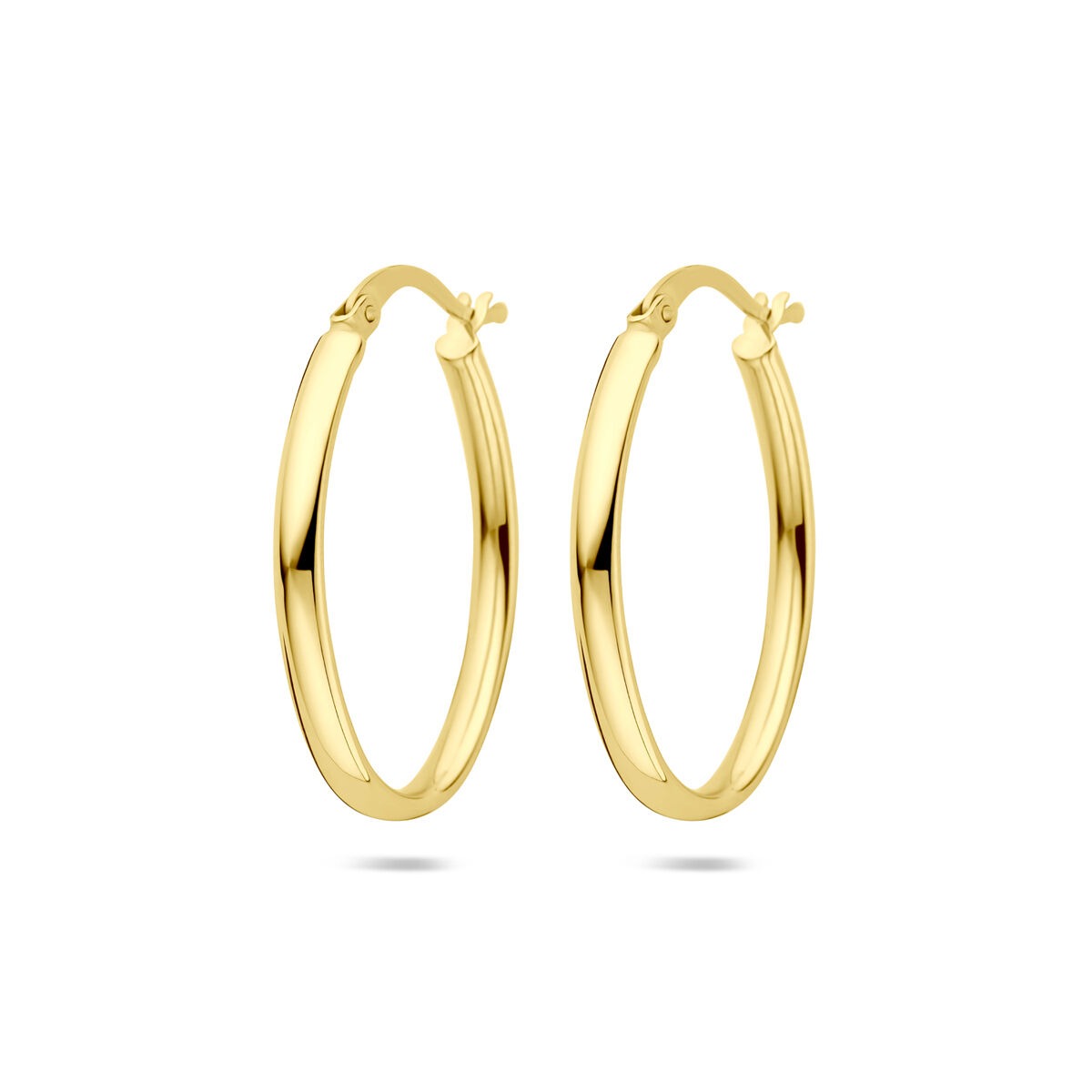 Boucles d'oreilles en or jaune 14 carats, de forme ronde et lisse.
