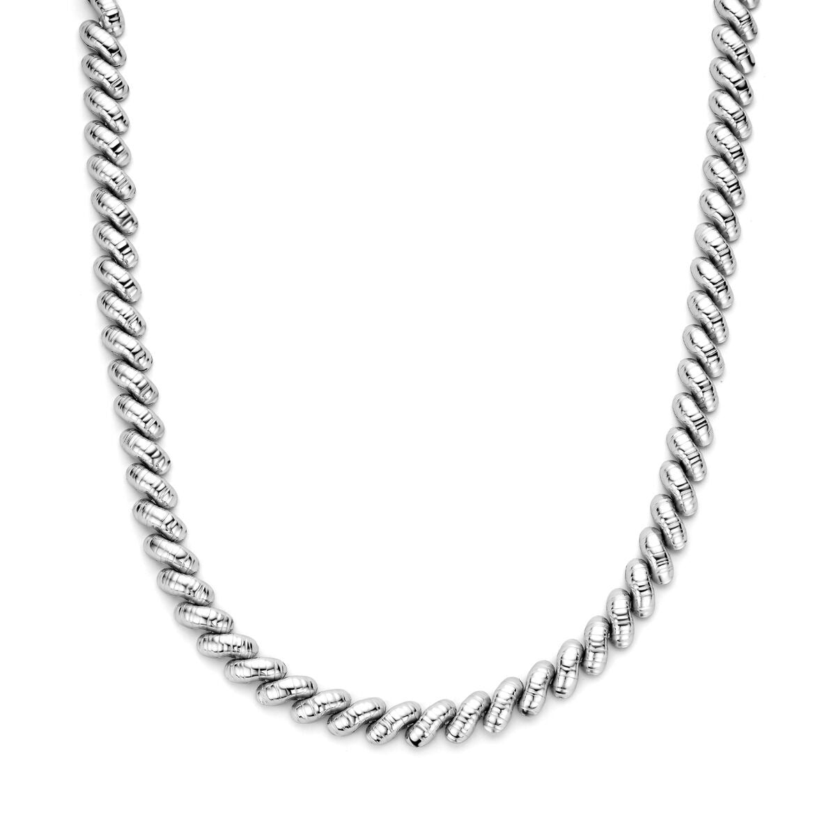 Collier en argent rhodié 925 avec de larges maillons.