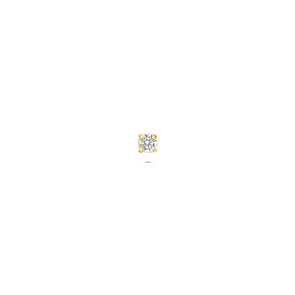 Piercing en or jaune 14 carats avec zirconia, design plat et brillant.