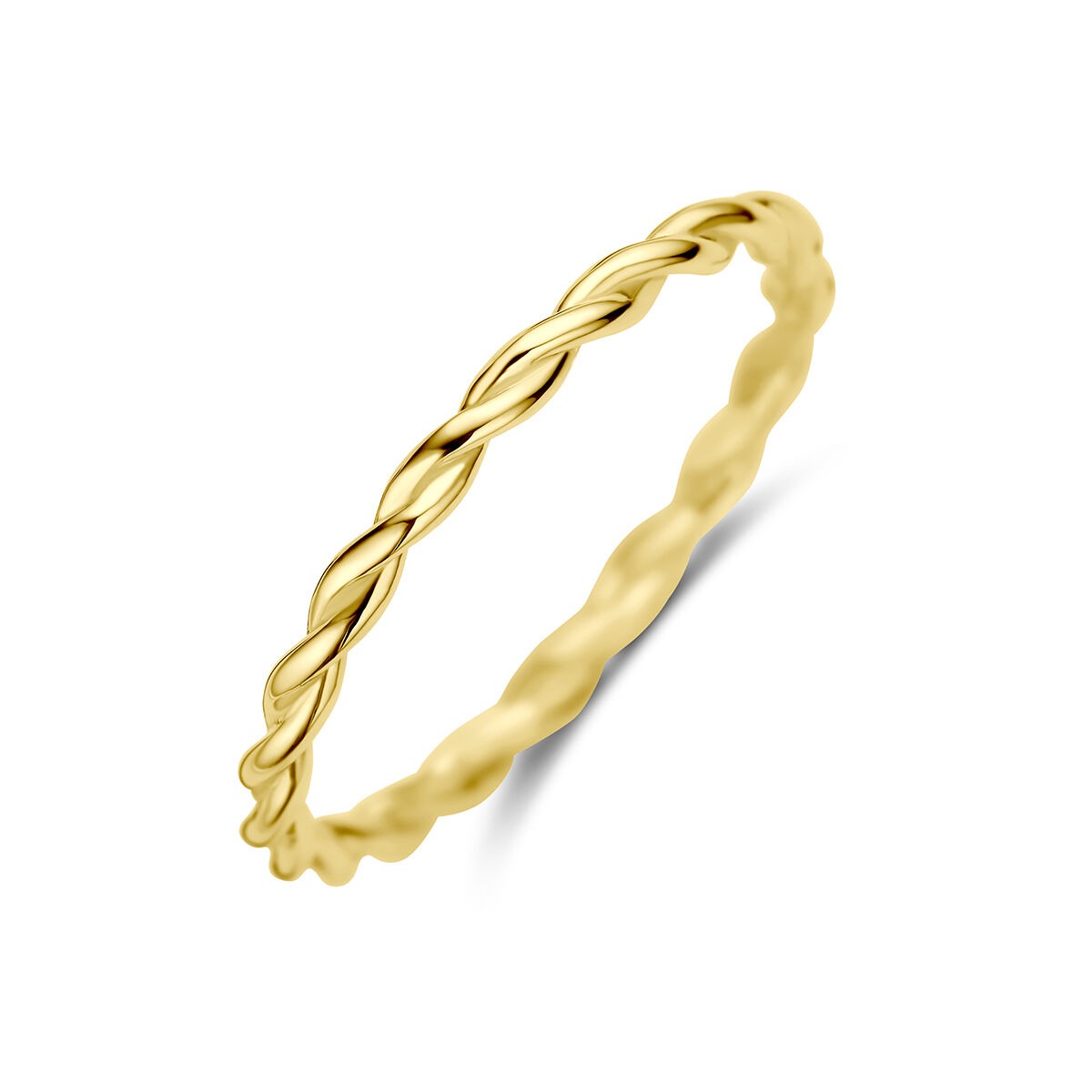 Bague en or jaune 9 carats avec un design torsadé et ondulé.