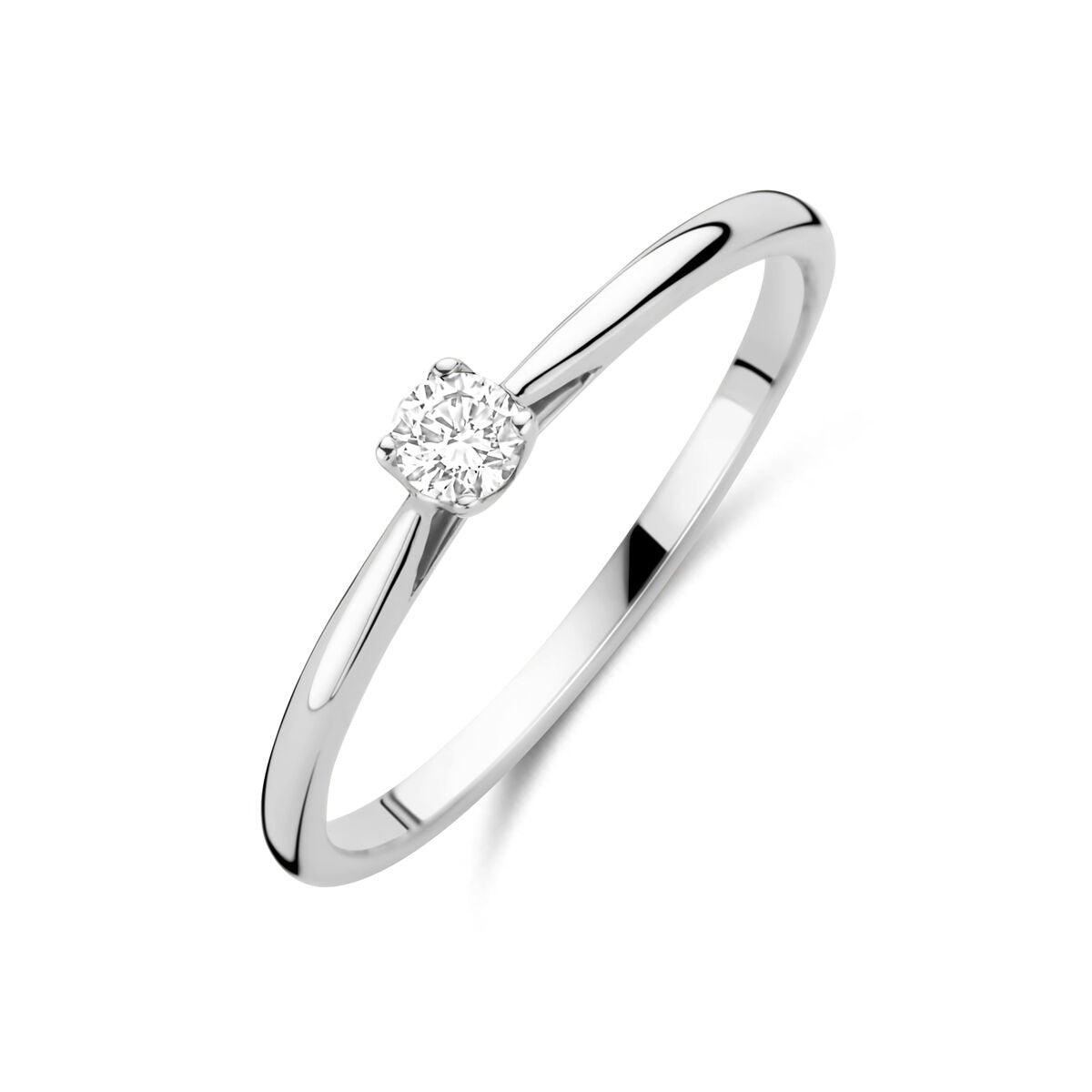 Bague en or blanc 14 carats avec un diamant lab grown de 0,10 ct.