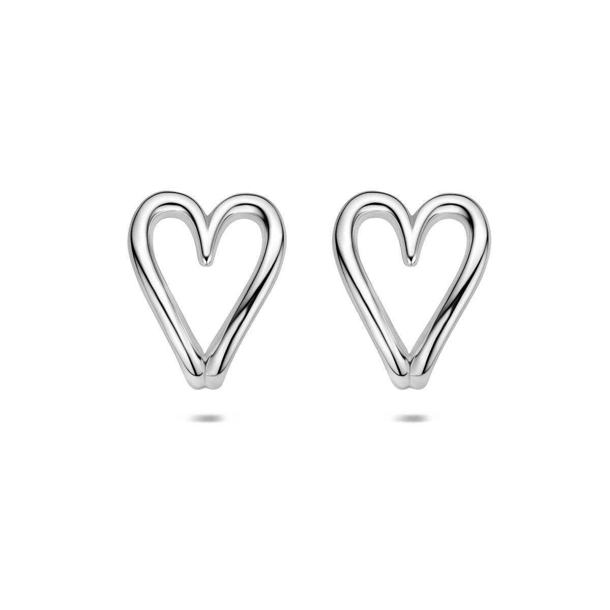 Boucles d'oreilles en argent 925 en forme de cœur, finition rhodiée.