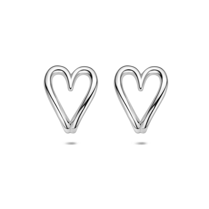 Boucles d'oreilles en argent 925 en forme de cœur, finition rhodiée.