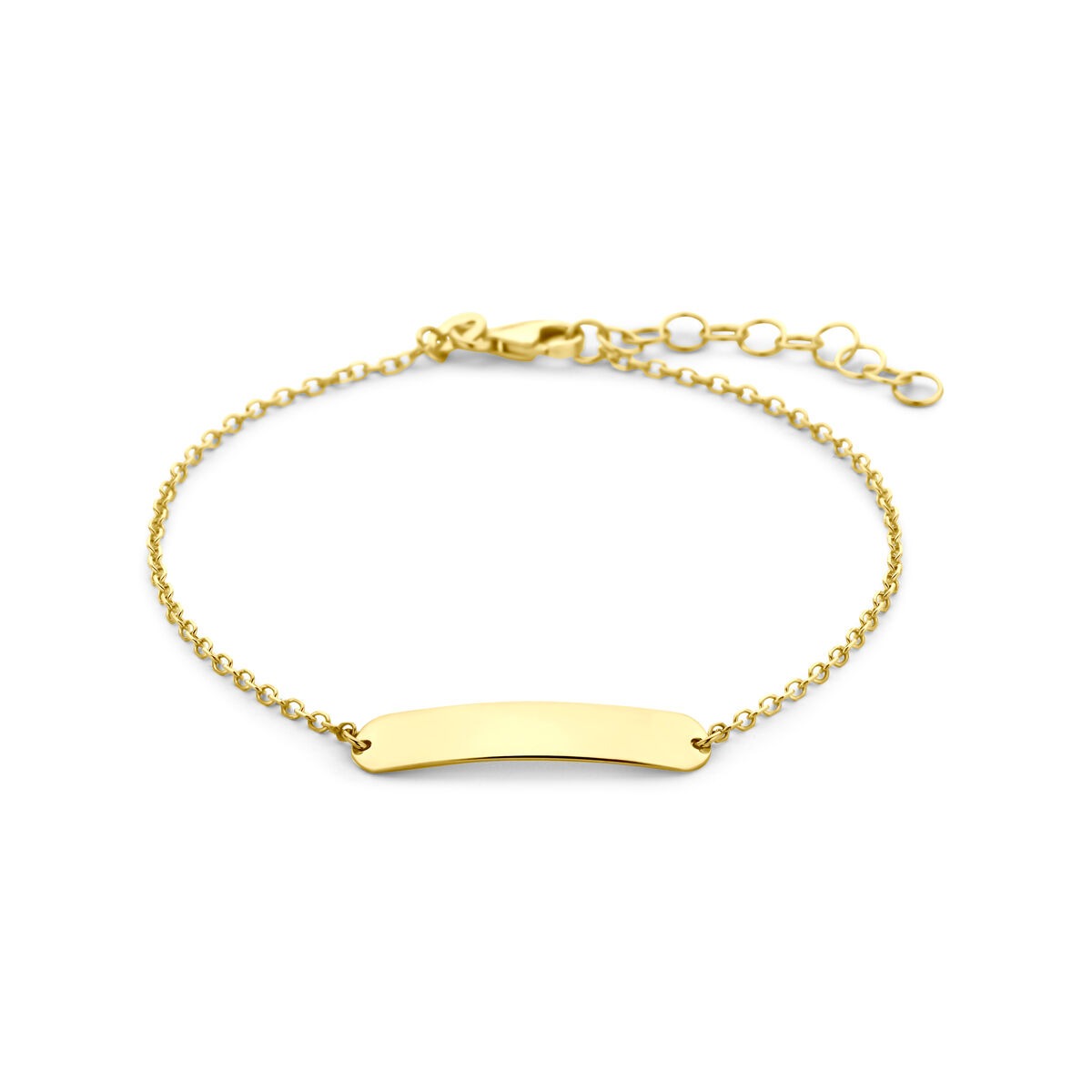 Bracelet en or jaune 9 carats avec plaque à graver.