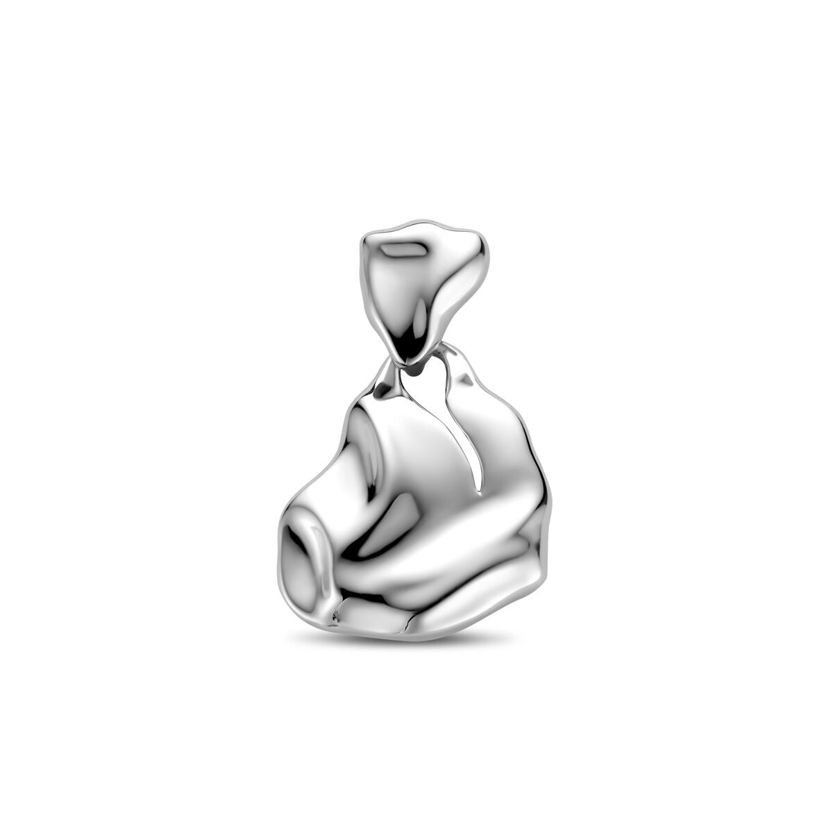 Pendentif en argent rhodié, forme organique, dimensions 22x16 mm.