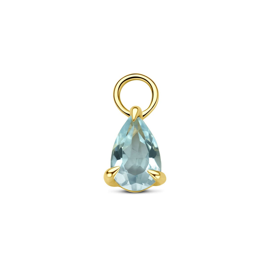 14k geelgouden oorringhanger met blauwe topaas