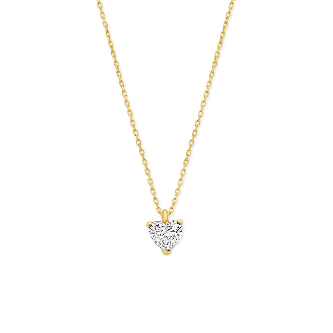 14k Geelgouden ketting met hartvormige lab grown diamant 0.30ct
