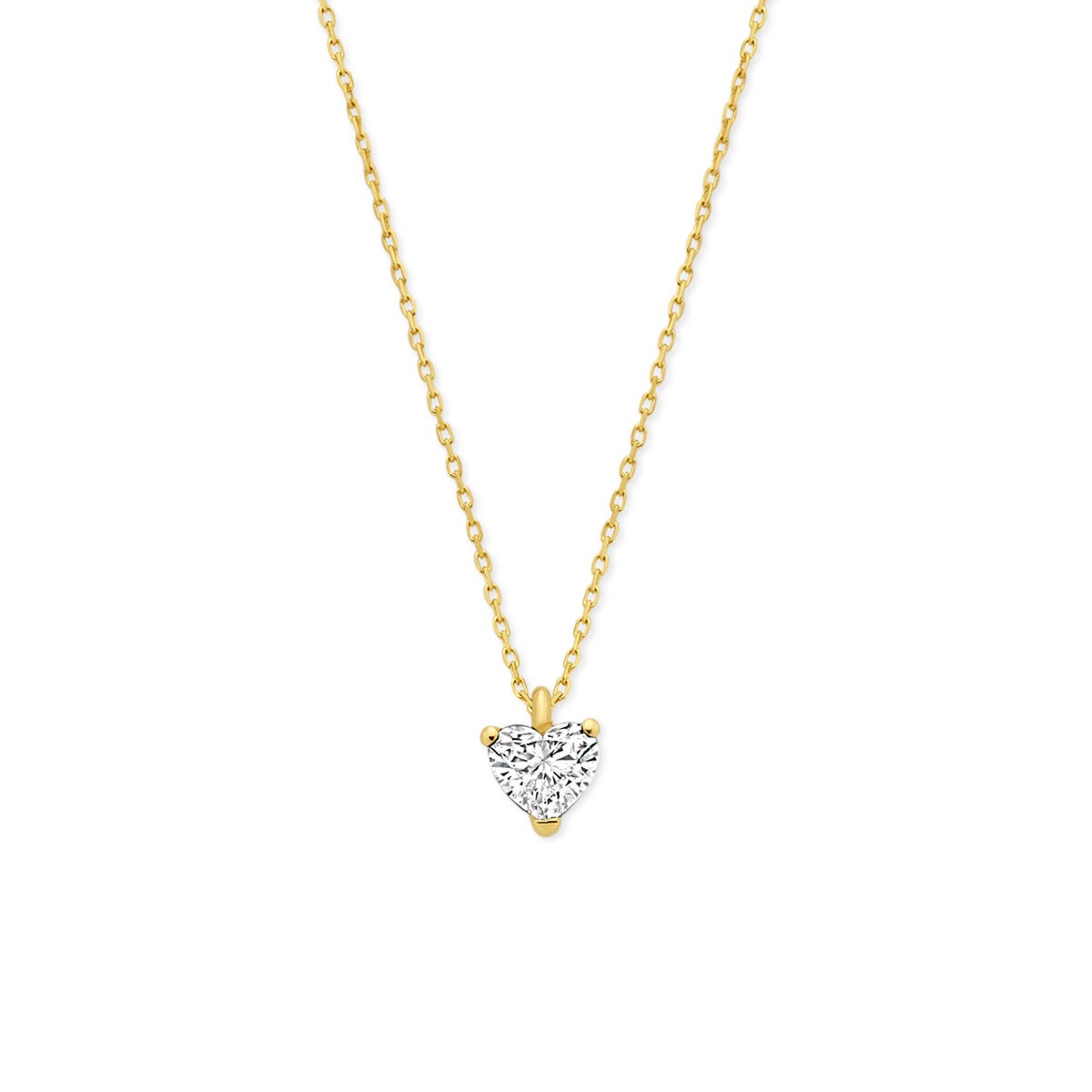 Collier en or jaune 14k avec un pendentif en diamant lab grown en forme de cœur de 0,30 ct.