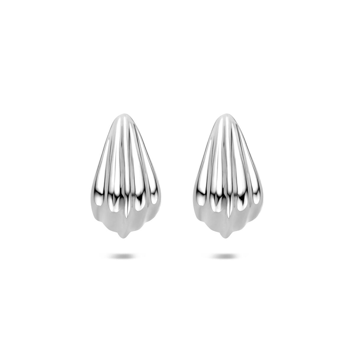 Boucles d'oreilles en argent rhodié 925, en forme de goutte avec des stries.