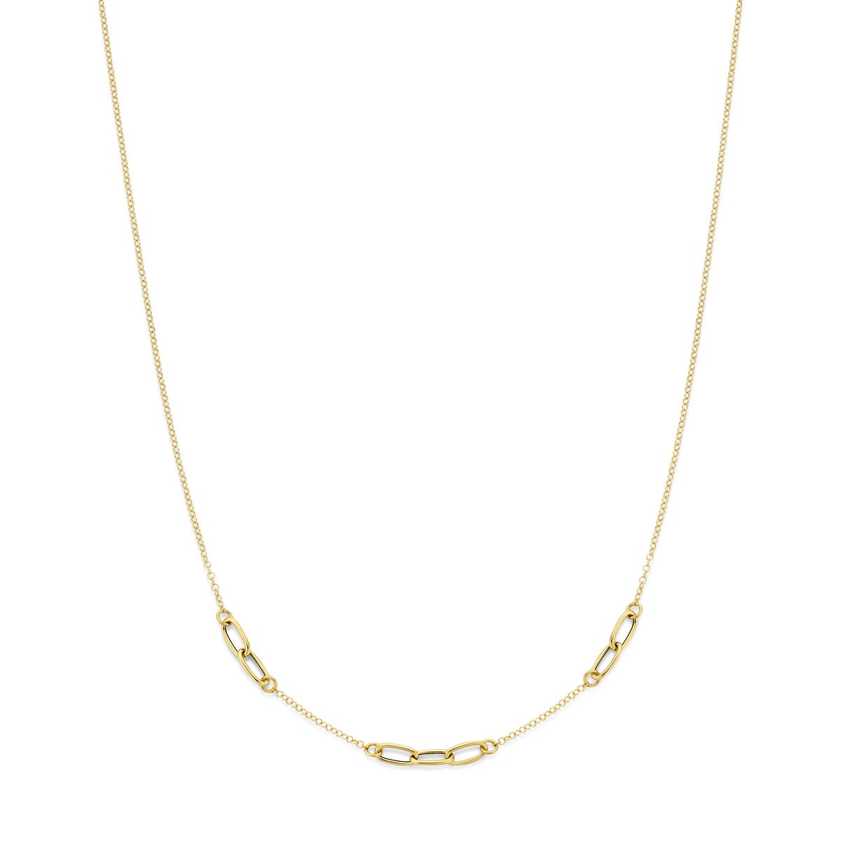 Bracelet en or jaune 14k avec fermoir à ressort et maillons ovales.