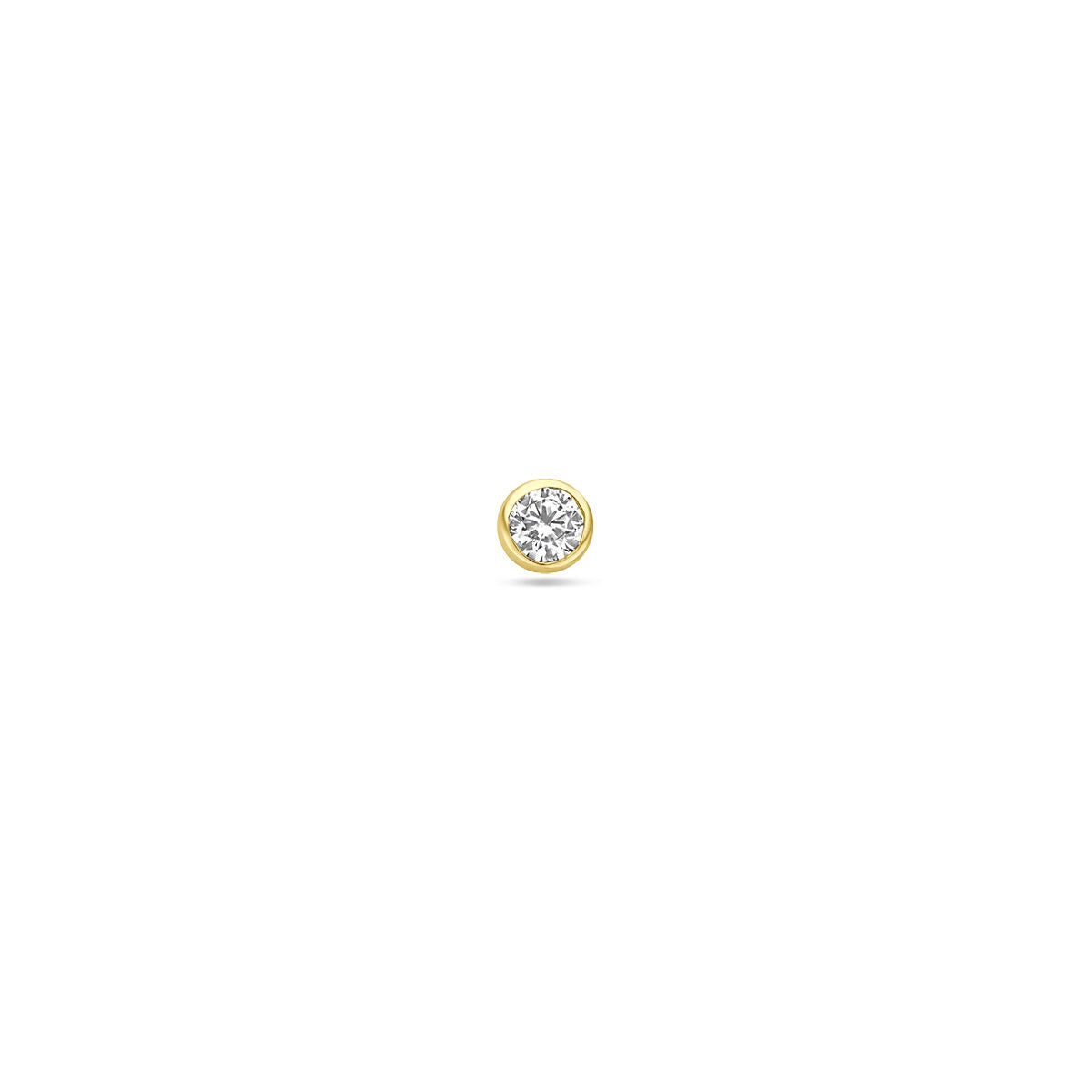 Piercing en or jaune avec zirconia de 3 mm.