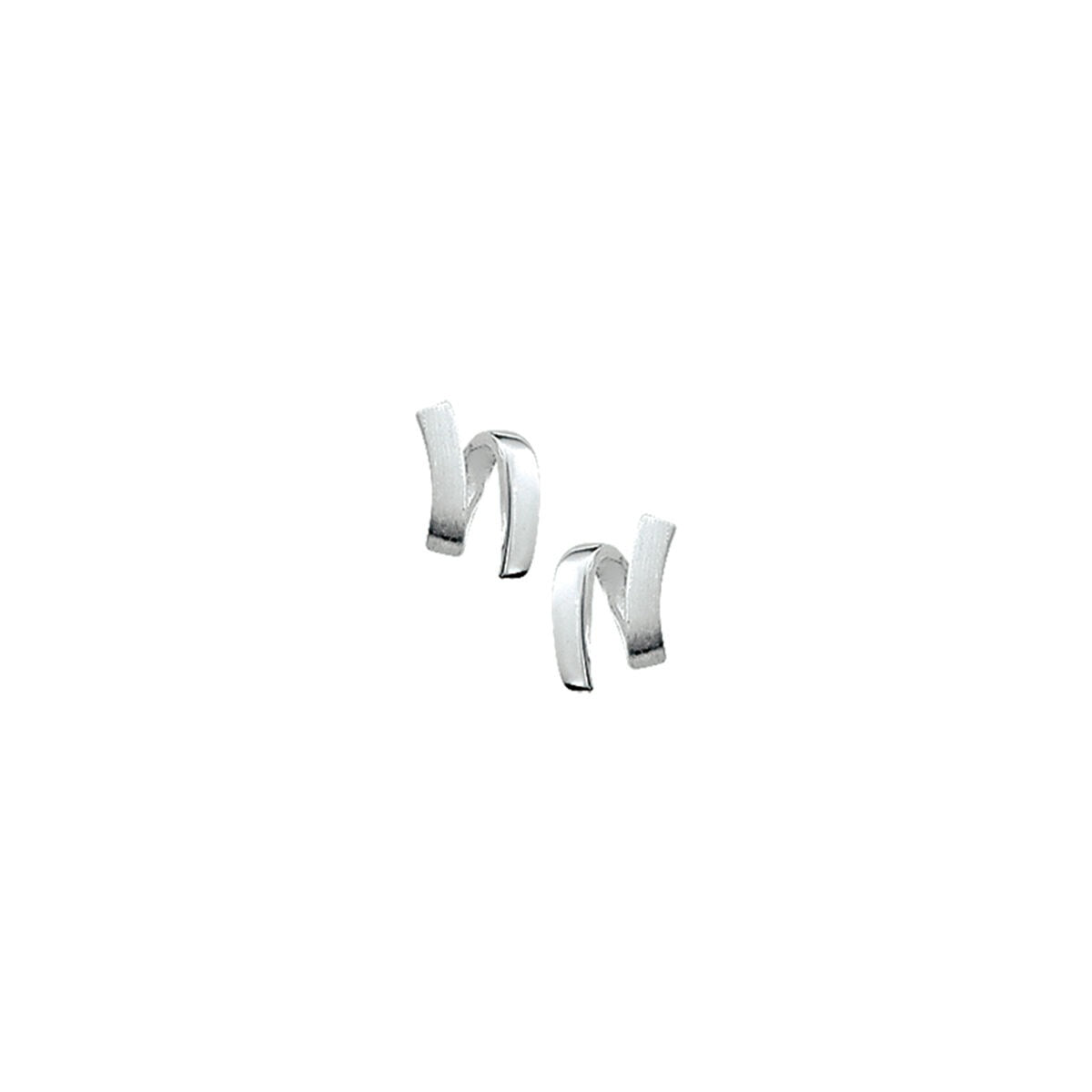 Boucles d'oreilles en argent 925 rhodié, finition polie et mate, forme contemporaine.