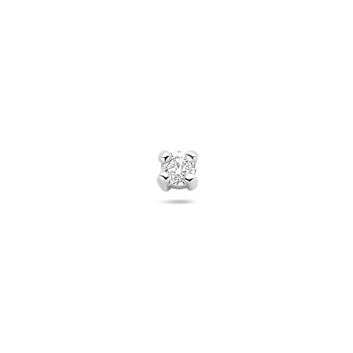 Piercing en argent avec zirconium, finition rhodiée, forme plate et design discret.