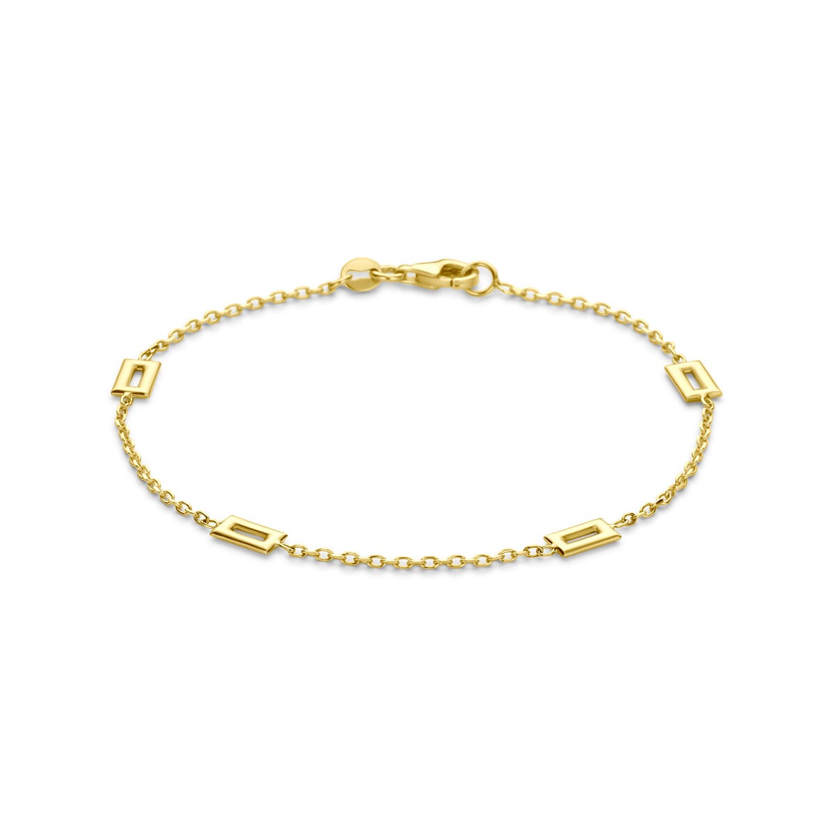 Bracelet en or jaune 14 carats avec des maillons ludiques.