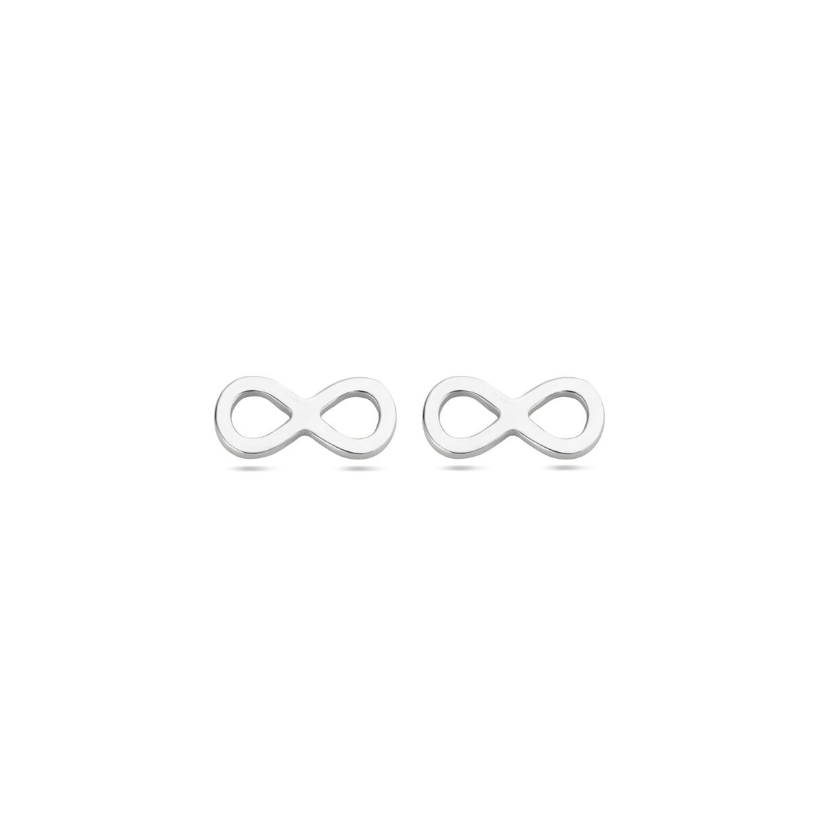 Boucles d'oreilles en argent rhodié en forme de symbole infini.
