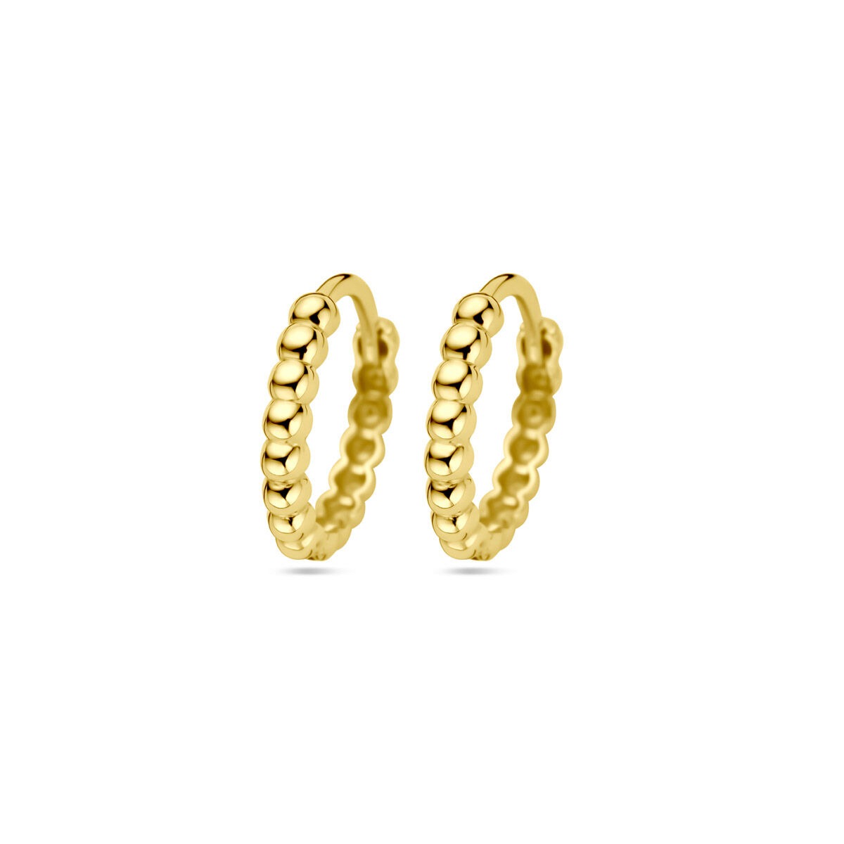 Boucles d'oreilles en or jaune 9 carats avec des petites billes.