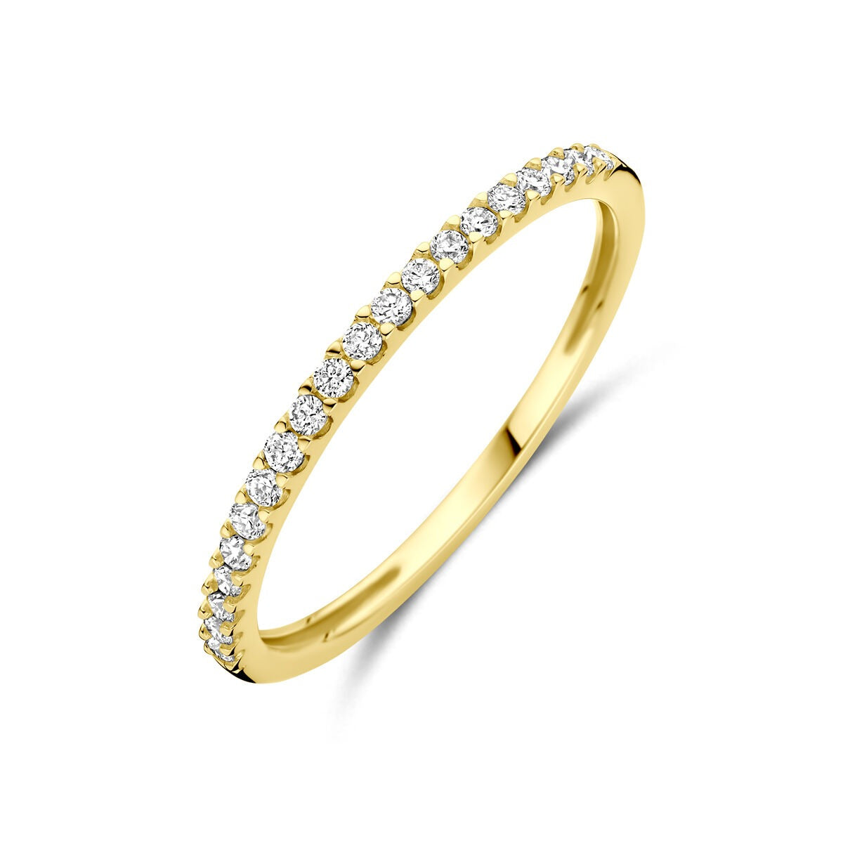 Bague en or jaune 14 carats ornée de diamants synthétiques de 0,15 ct.