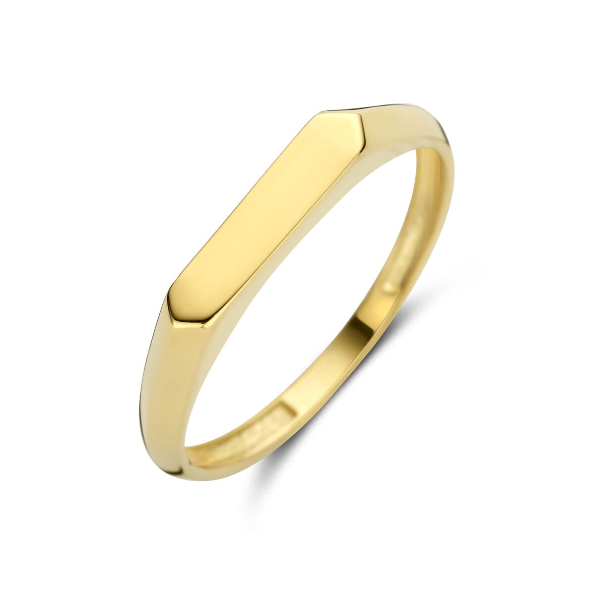 Bague en or jaune de 14 carats avec une bande large de 7 mm.