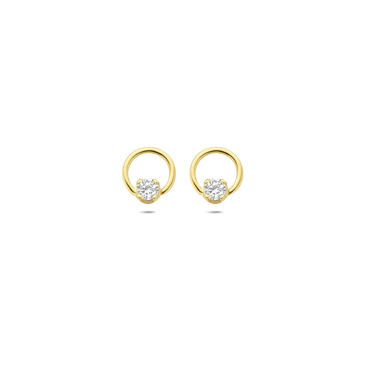 Boucles d'oreilles en or jaune 14 carats avec diamant lab grown de 0,13 ct.