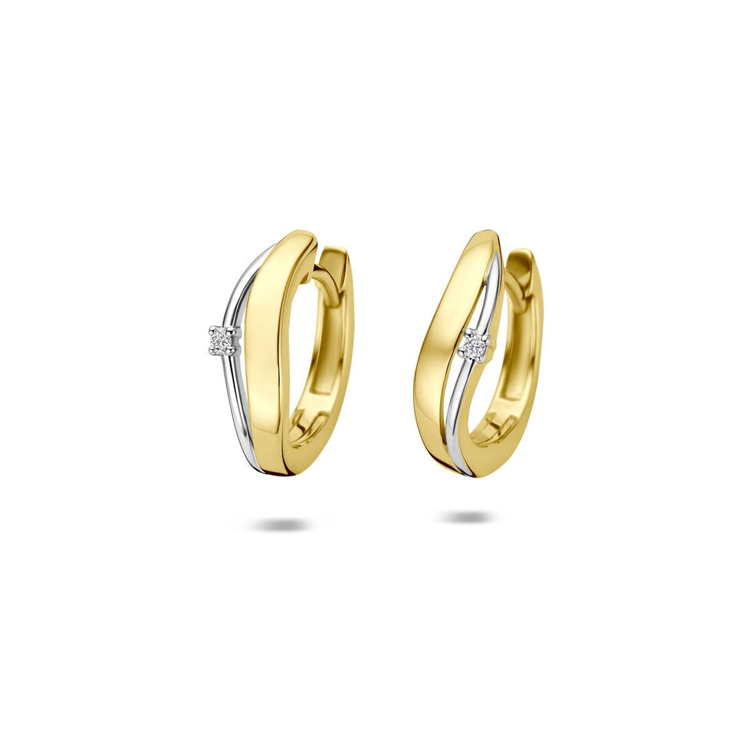 14k Geelgouden klapoorringen met diamant