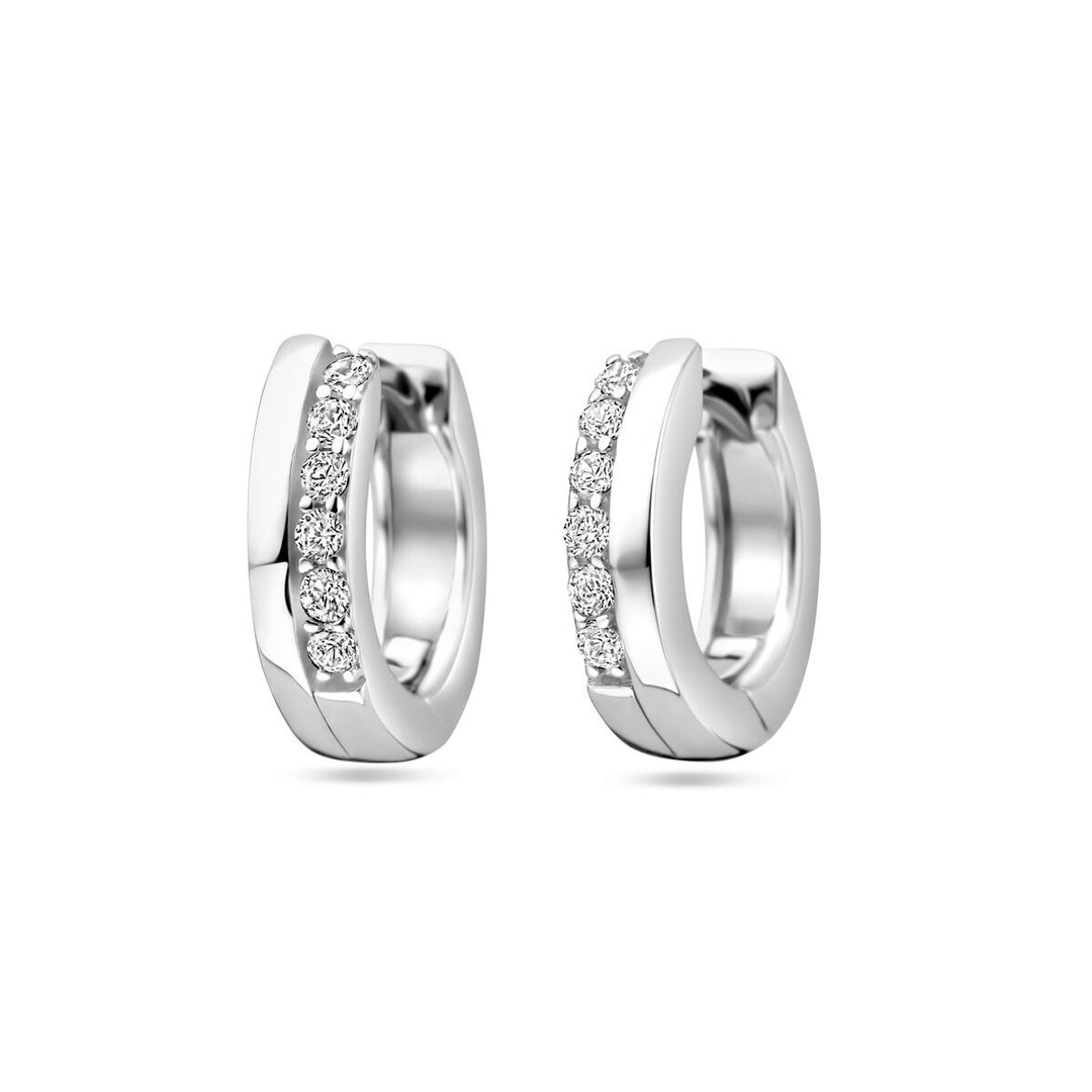 Zilveren klapoorringen met zirkonia – gerhodineerd 925 zilver (set)