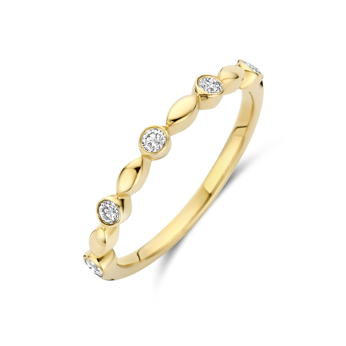 Bague en or jaune 14 carats ornée de diamants synthétiques de 0,13 ct.