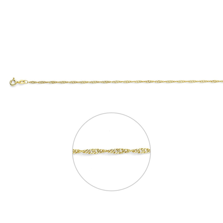 9k Geelgouden dames collier met Singapore schakel – 1,8 mm breed