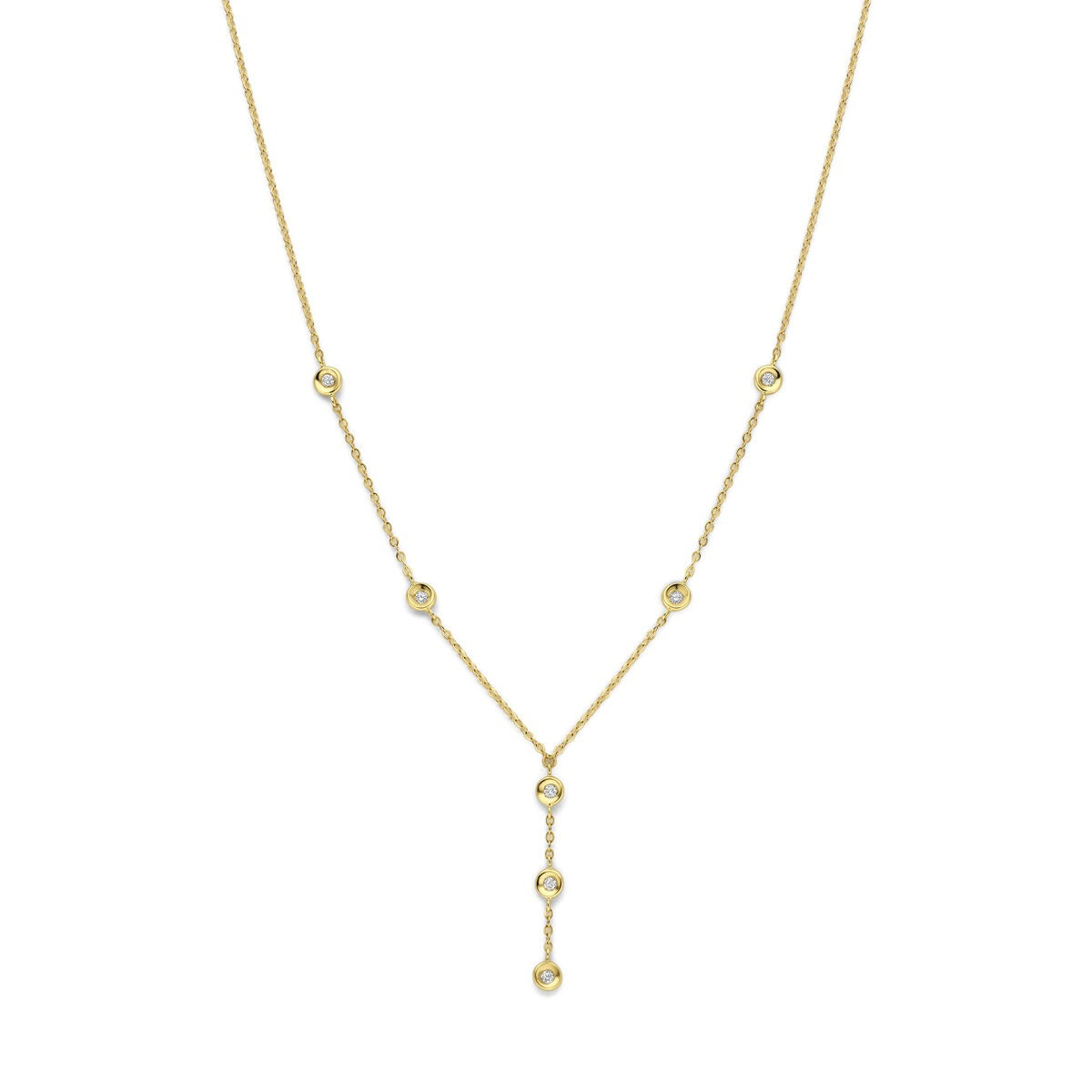 Collier en or jaune 14 carats avec diamants de 0,21 ct.