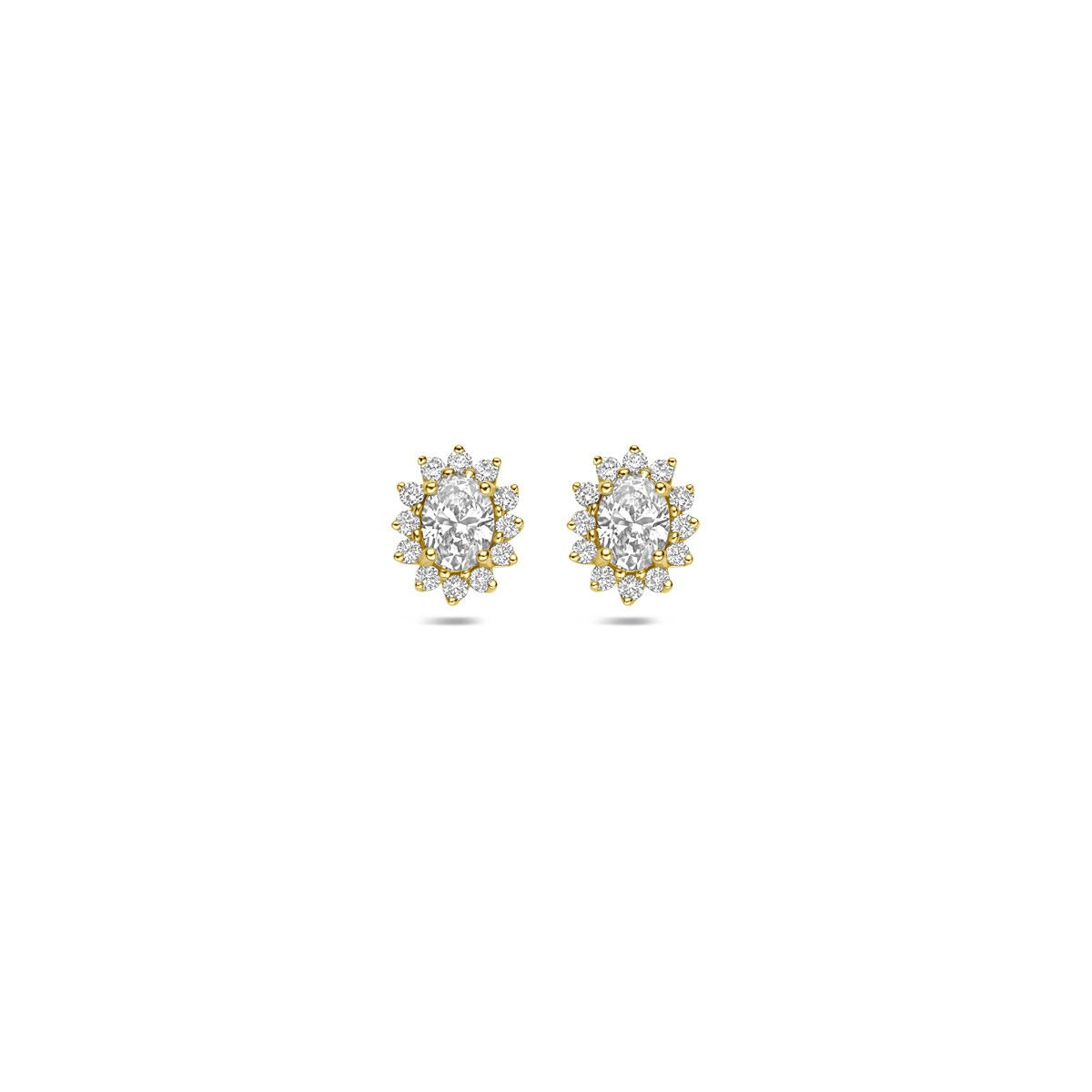 Boucles d'oreilles en or jaune 14 carats ornées de diamants lab-grown de 0,43 ct, en forme de fleur.