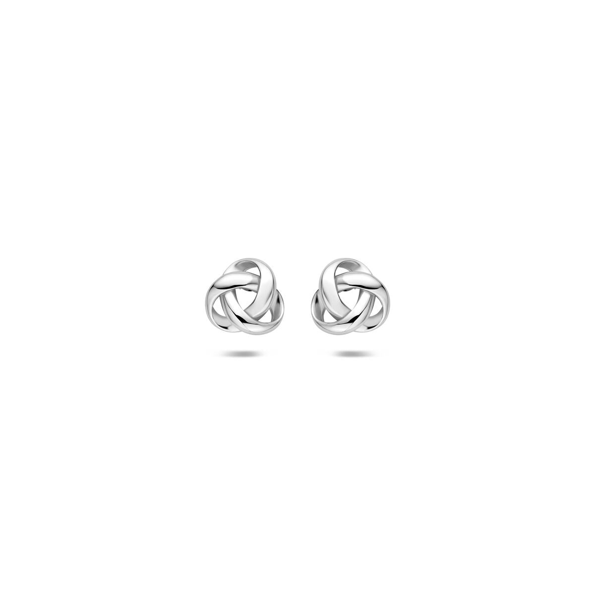 Boucles d'oreilles en argent rhodié en forme de nœud.
